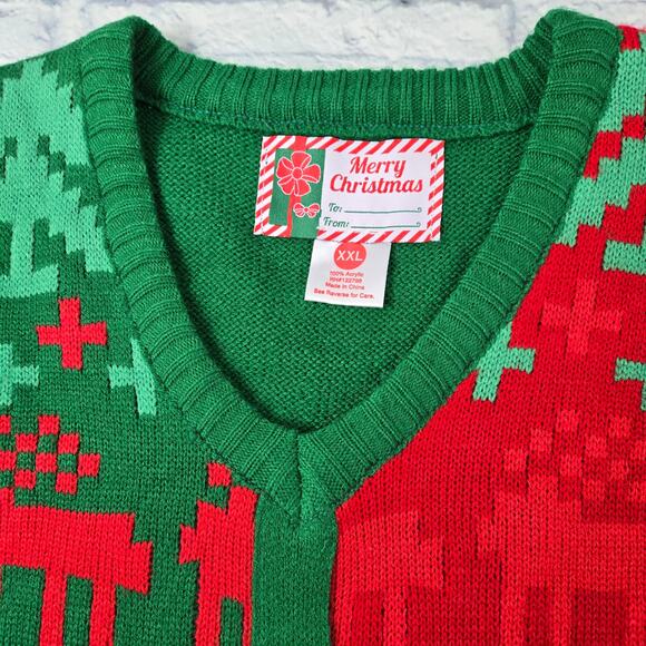 Women's Merry Christmas Ugly Christmas Sweater Vest Faux Button Front size XXL - Picture 3 of 12
